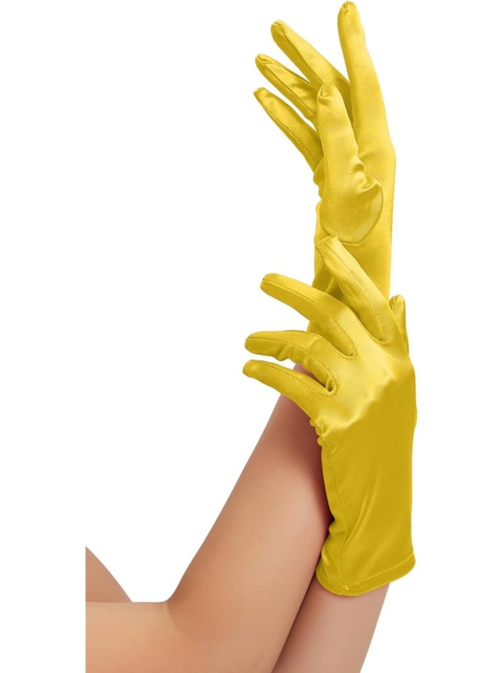 Women's Yellow Short Satin Wrist-Length Dress Cocktail Formal Events Gloves